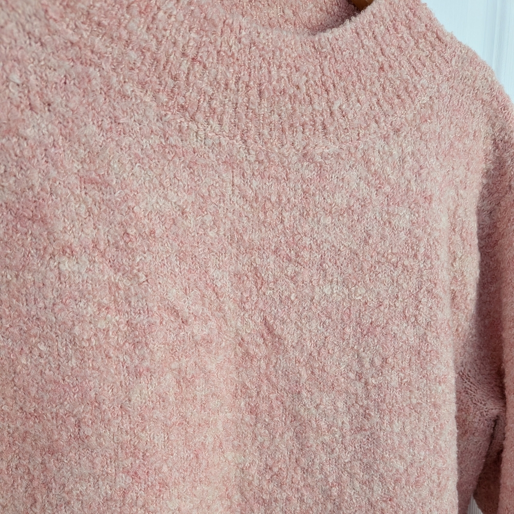 JOE FRESH Pink Bouclé Knit Mock Neck Sweater - Medium - Picture 4 of 7